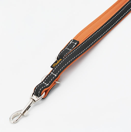 Führleine Soft handgenäht & gefüttert, 3-fach verstellbar – Schwarz/Terrakotta