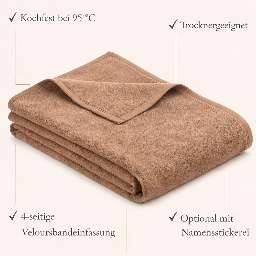 PERSONALISIEREN: Kuscheldecke „Karamell“ – Hygienisch, kochfest, hochwertig & personalisierbar - 3 Größen