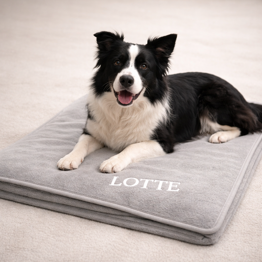 PERSONALISIEREN: Kuscheldecke „Hellgrau“ – Hygienisch, kochfest, hochwertig & personalisierbar - 3 Größen