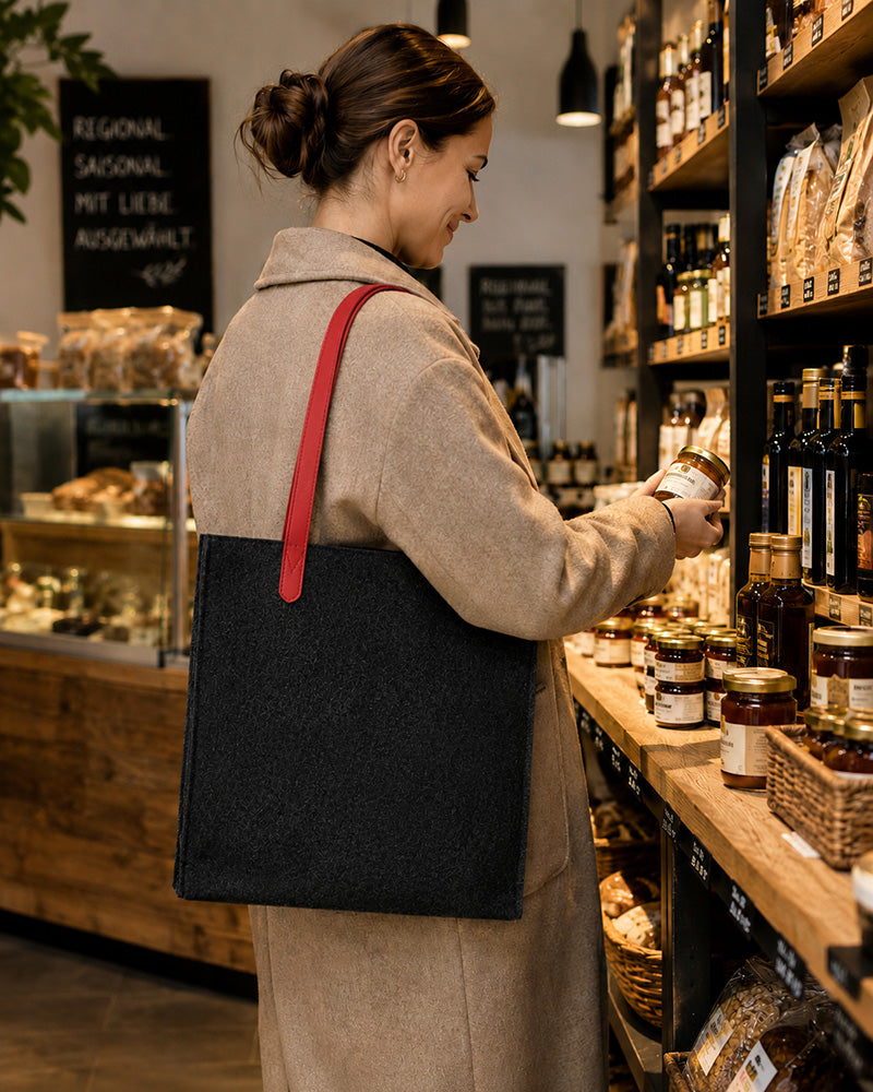 Filztasche mit Ledergriffen - verschiedene Varianten