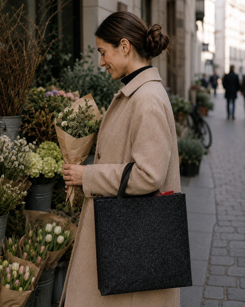 Filztasche mit Ledergriffen - verschiedene Varianten