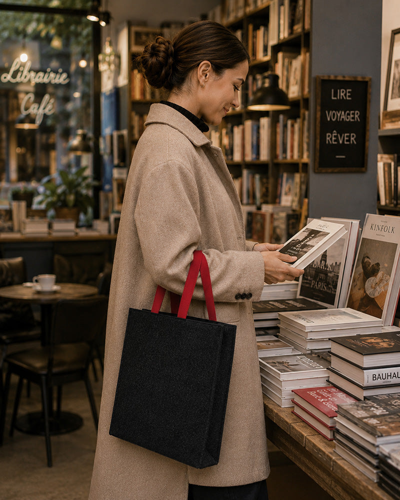 Filztasche mit Ledergriffen - verschiedene Varianten
