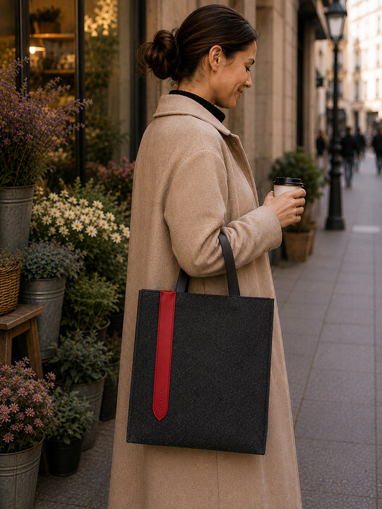 Filztasche mit Ledergriffen - verschiedene Varianten