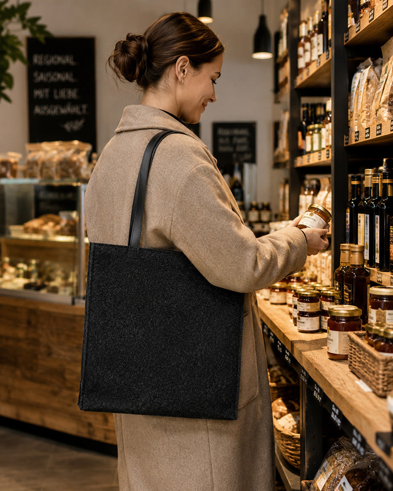 Filztasche mit Ledergriffen - verschiedene Varianten