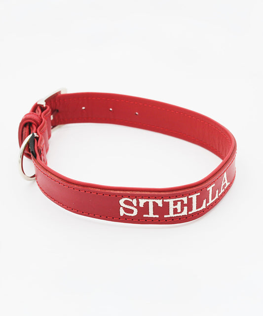 PERSONALISIEREN: Halsband handgenäht & gefüttert – Rot – verschiedene Größen