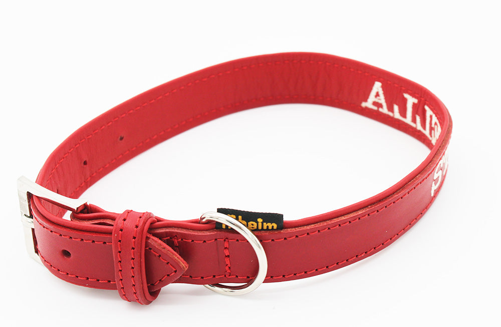 PERSONALISIEREN: Halsband handgenäht & gefüttert – Rot – verschiedene Größen
