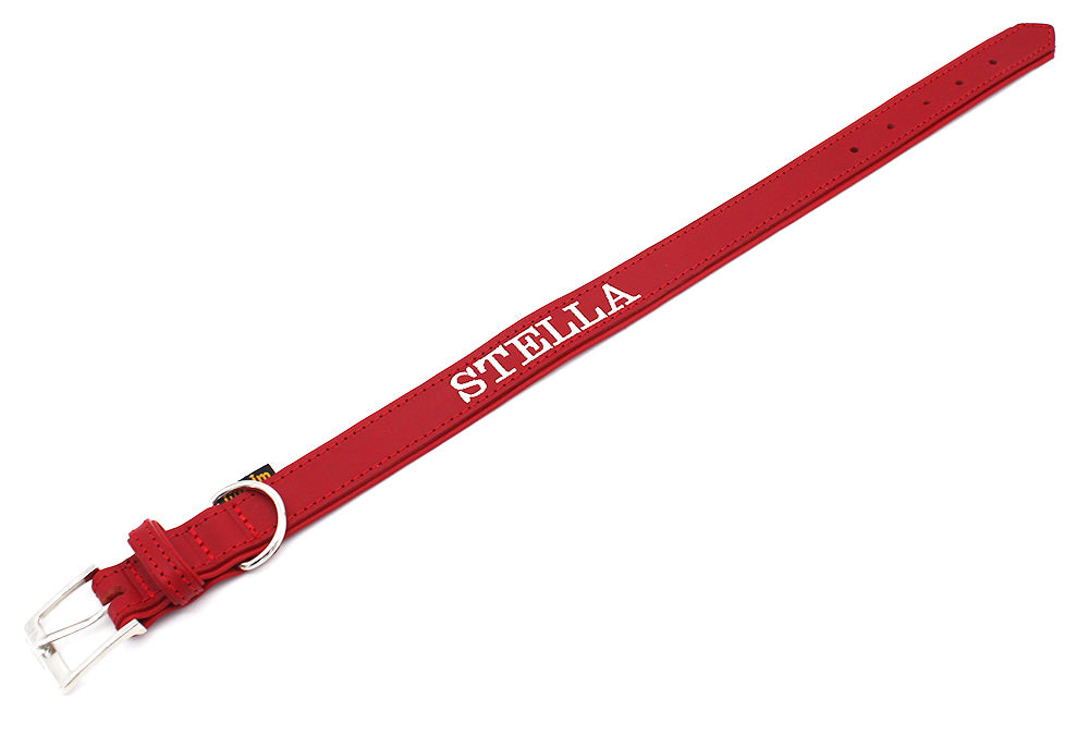 PERSONALISIEREN: Halsband handgenäht & gefüttert – Rot – verschiedene Größen