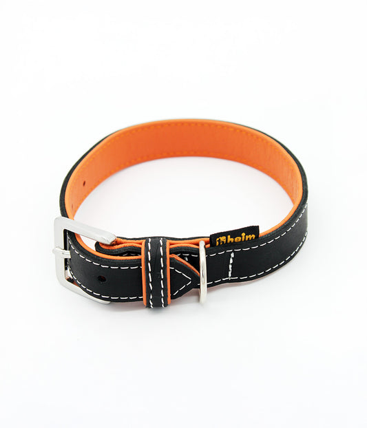 Halsband Soft handgenäht & gefüttert – Schwarz/Terrakotta – verschiedene Größen