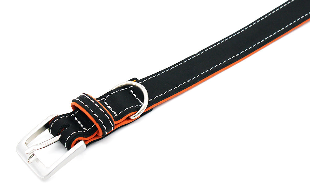 Halsband Soft handgenäht & gefüttert – Schwarz/Terrakotta – verschiedene Größen
