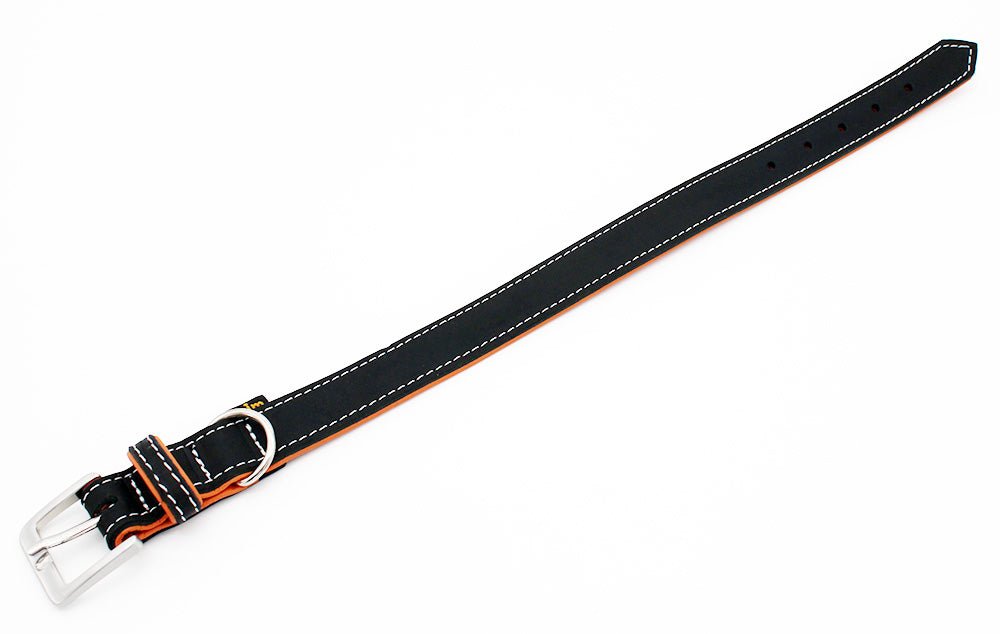 Halsband Soft handgenäht & gefüttert – Schwarz/Terrakotta – verschiedene Größen