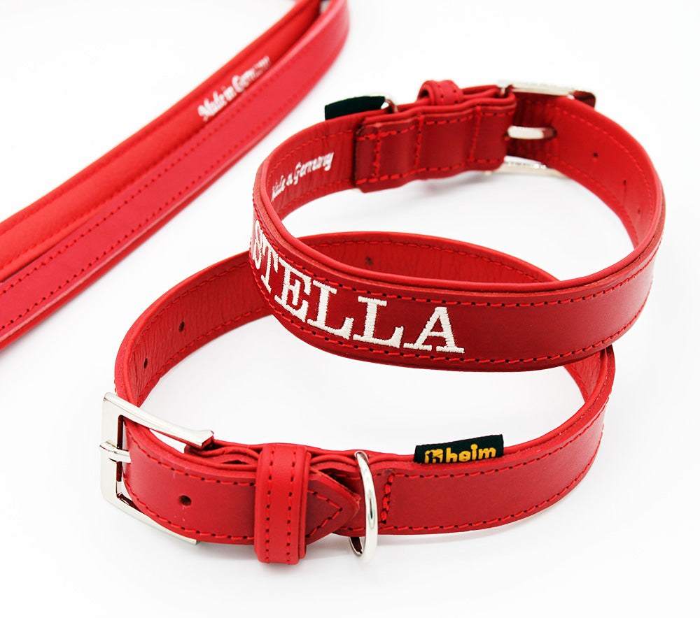 Halsband handgenäht & gefüttert – Rot – verschiedene Größen