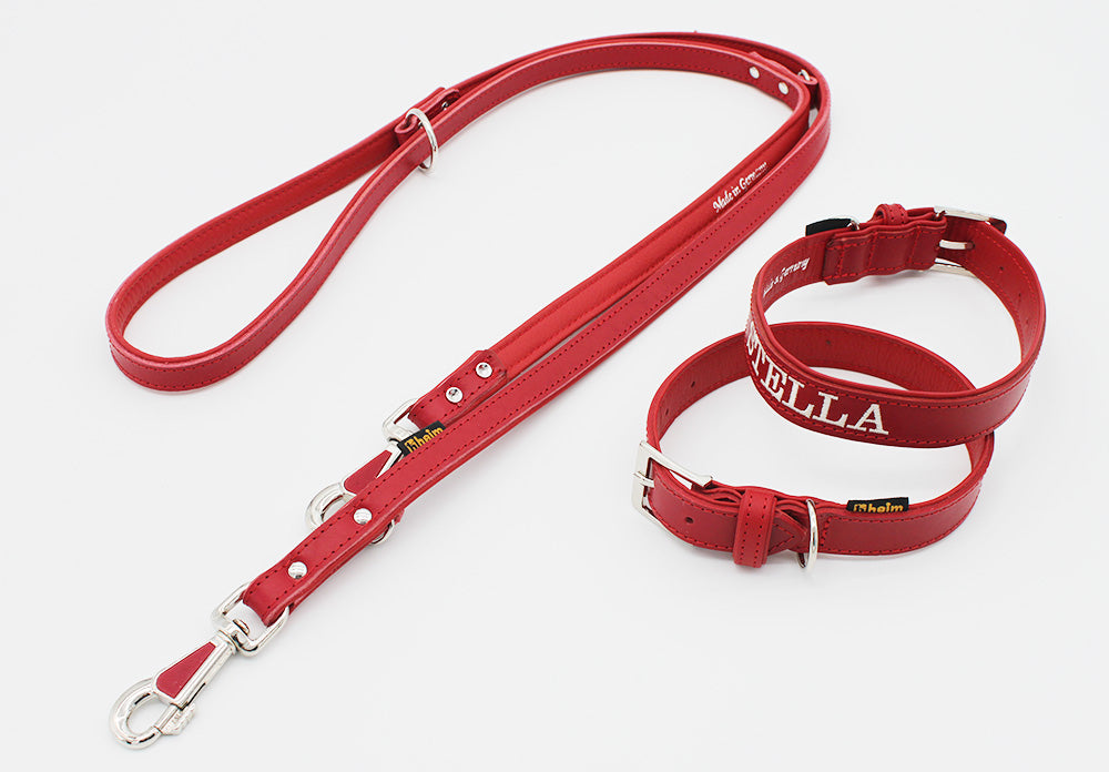 Halsband handgenäht & gefüttert – Rot – verschiedene Größen