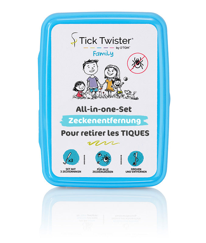 Tick Twister® Family – Anti-Zecken Komplettset - inkl. Desinfektionstücher, Pflaster und Box