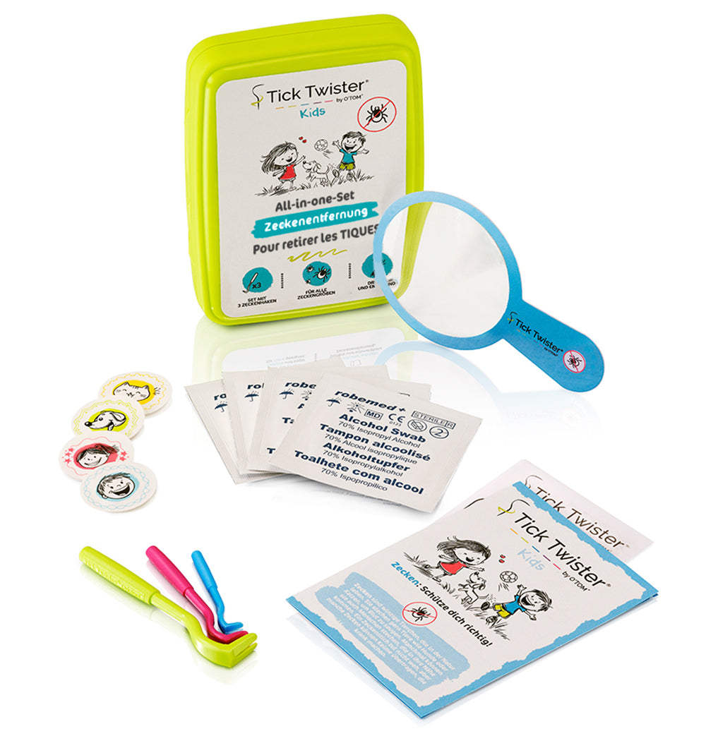 Tick Twister® Kids – Anti-Zecken Komplettset - inkl. Desinfektionstücher, Pflaster und Box
