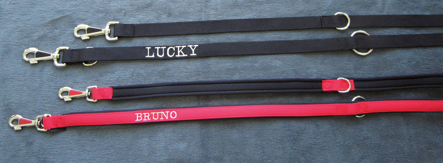 PERSONALISIEREN: Führleine Nylon, 3-fach verstellbar, Futter-Neopren - verschiedene Farben und Größen
