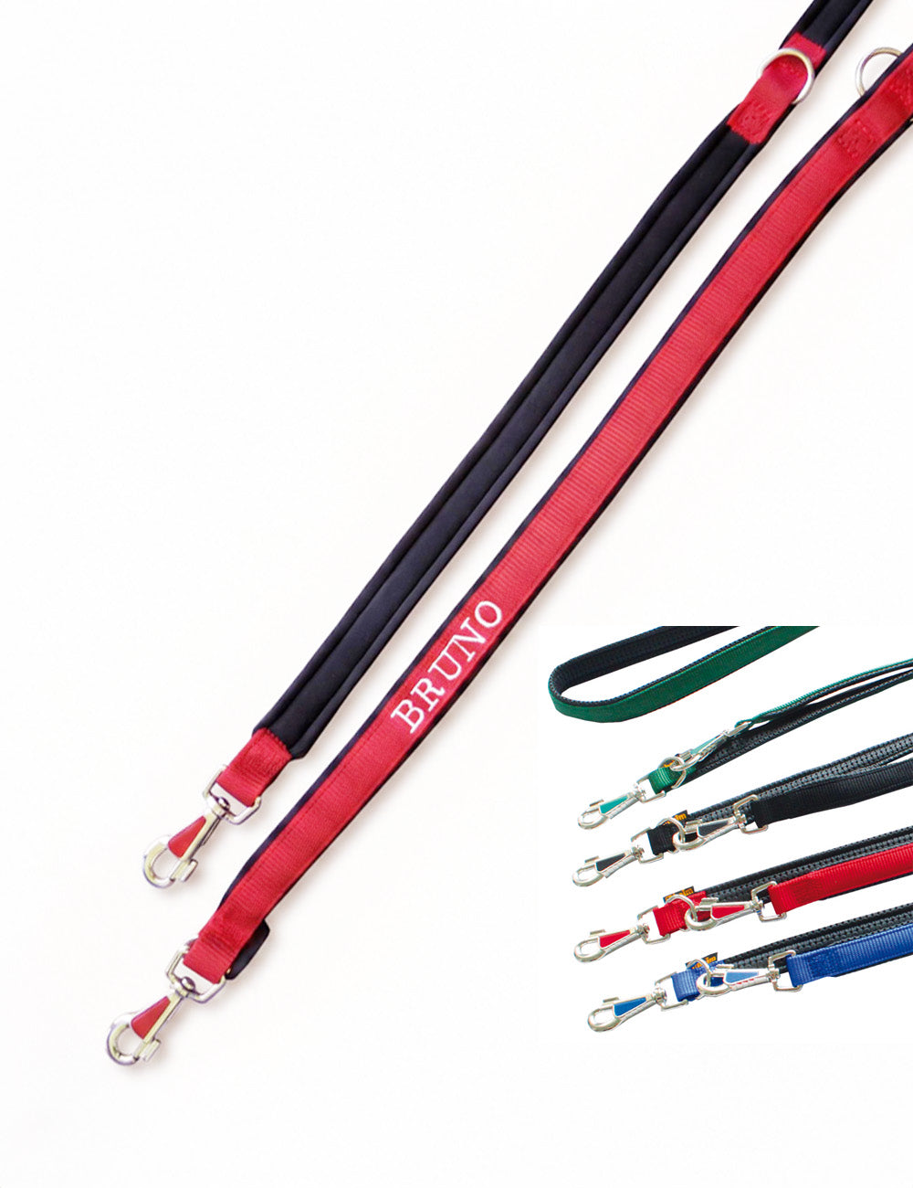 PERSONALISIEREN: Führleine Nylon, 3-fach verstellbar, Futter-Neopren - verschiedene Farben und Größen